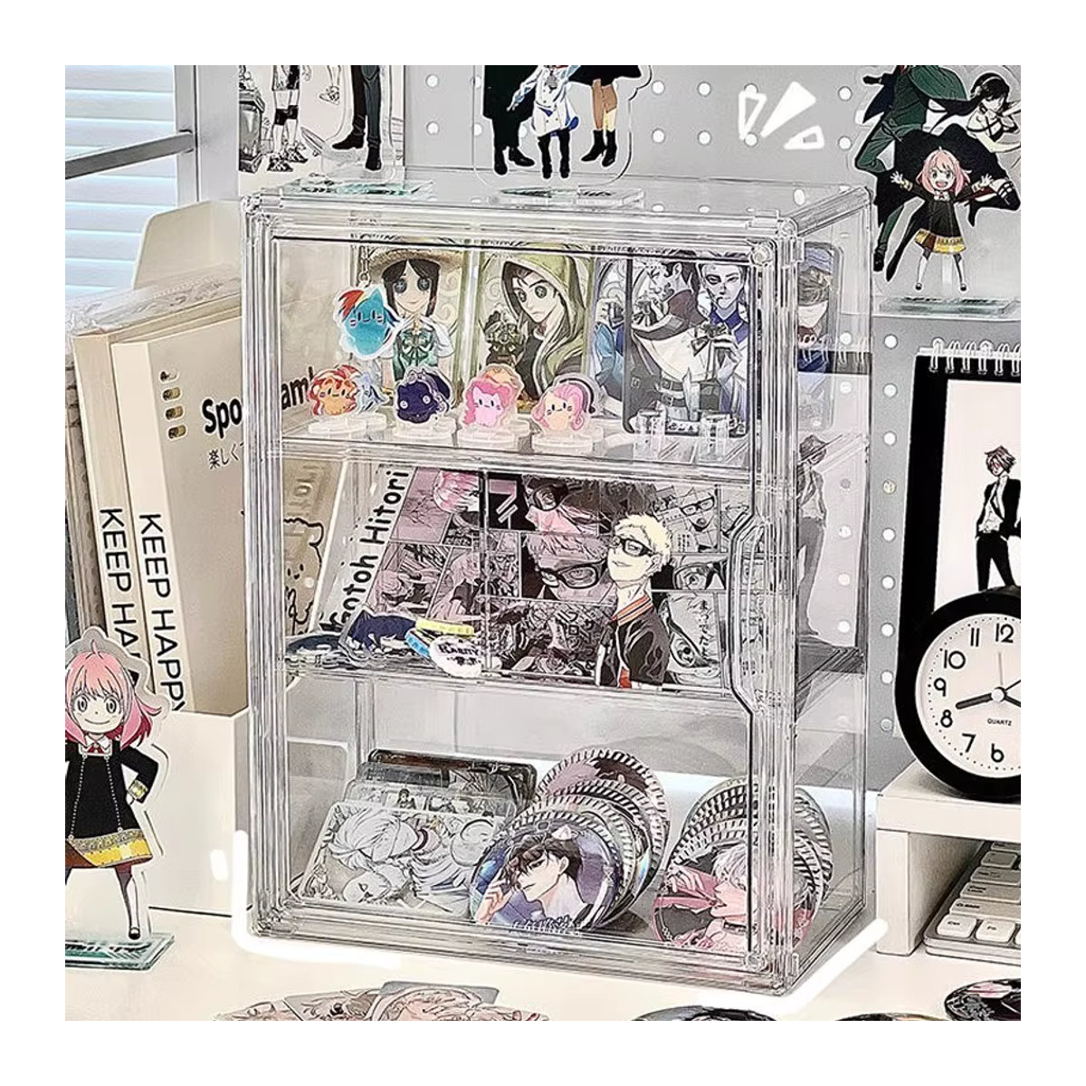 Transparente Aufbewahrungsbox aus Kunststoff für Anime-Figuren und Blindboxen, rechteckiges Präsentationsregal in modernem Design - Bild 2
