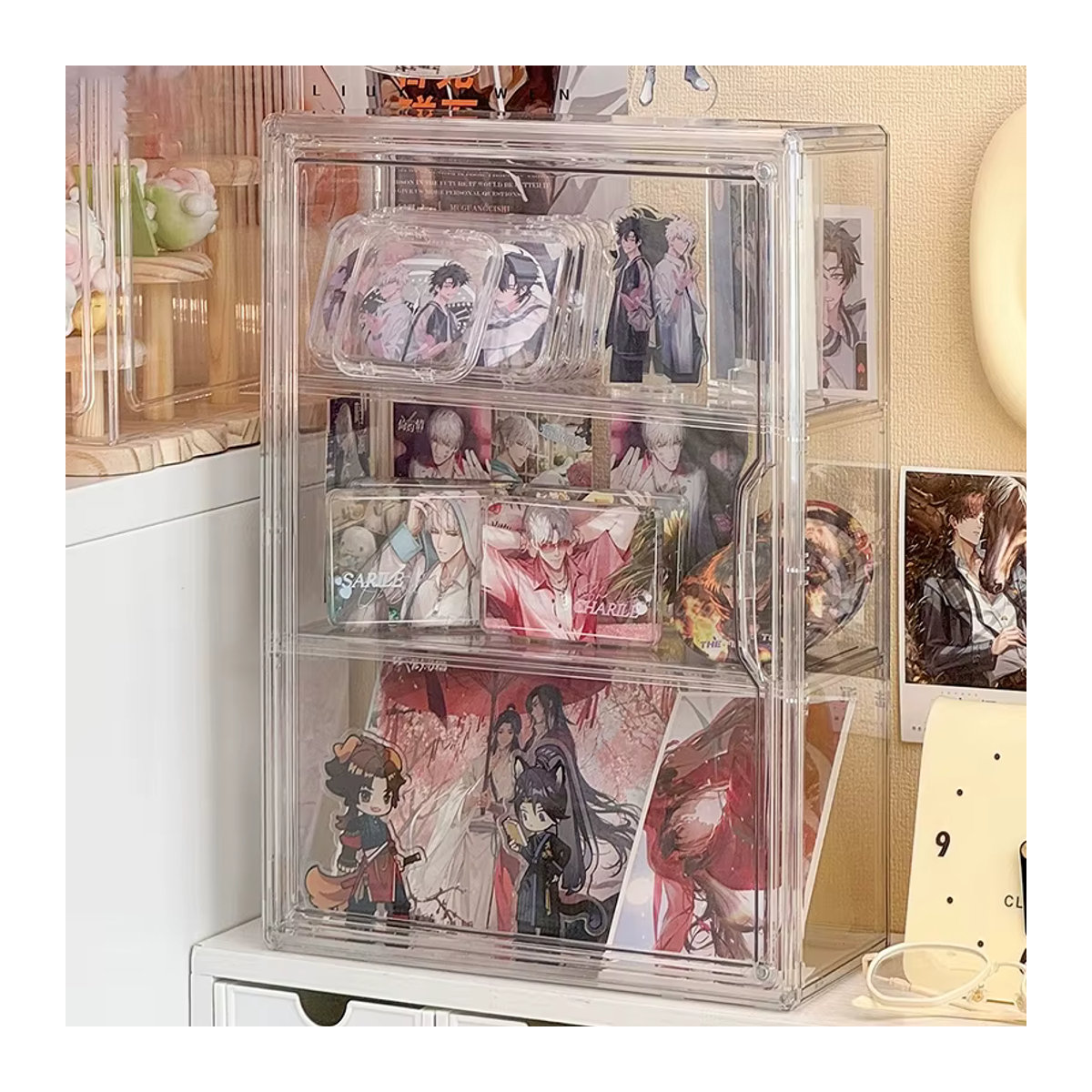 Transparente Aufbewahrungsbox aus Kunststoff für Anime-Figuren und Blindboxen, rechteckiges Präsentationsregal in modernem Design - Bild 5