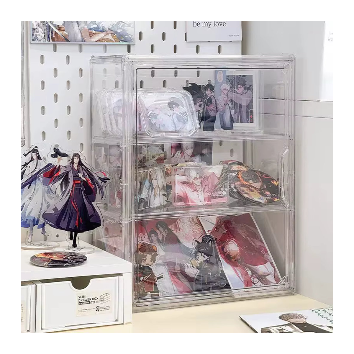 Transparente Aufbewahrungsbox aus Kunststoff für Anime-Figuren und Blindboxen, rechteckiges Präsentationsregal in modernem Design - Bild 6