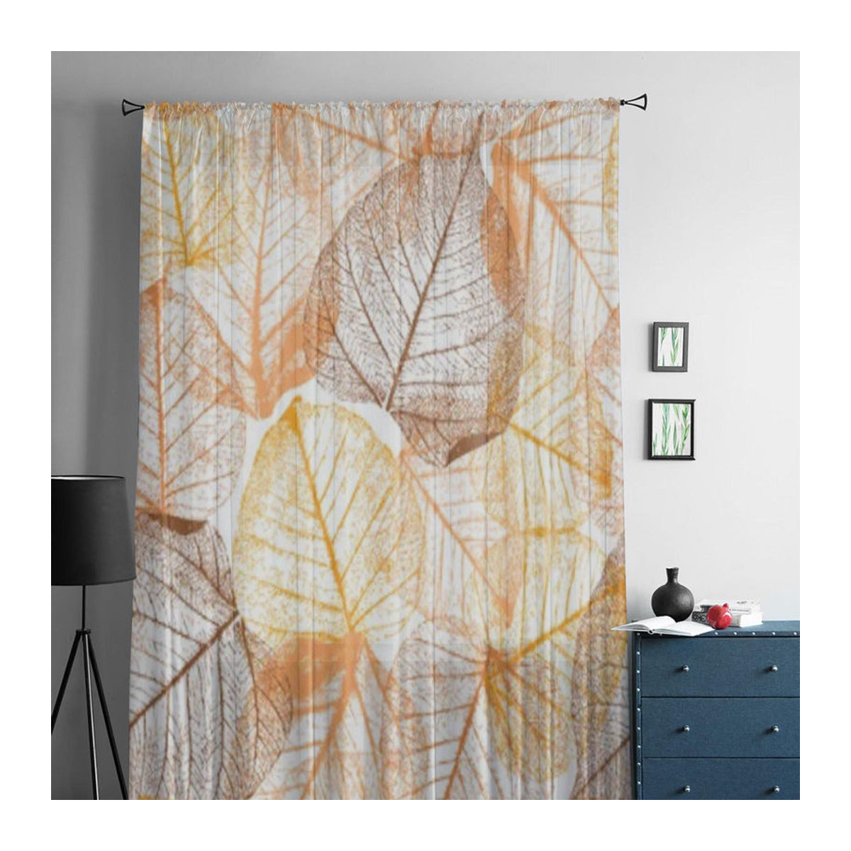 Transparente Fenstervorhänge mit floralem Blättermuster von Binchi Outdoor Equipment aus Chiffon und Organza, mehrfarbig, B: 135 cm, H: 114 cm - Bild 2