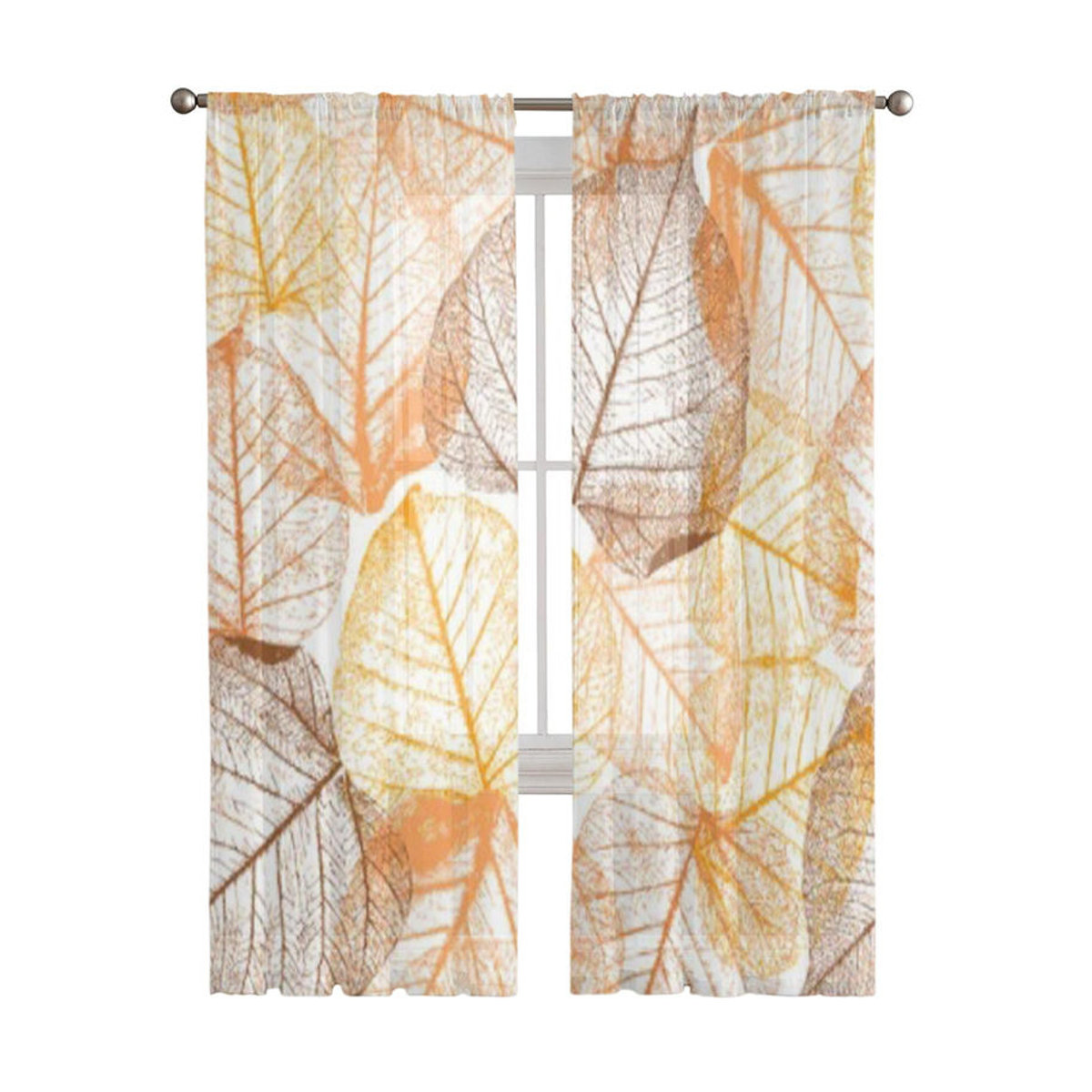 Transparente Fenstervorhänge mit floralem Blättermuster von Binchi Outdoor Equipment aus Chiffon und Organza, mehrfarbig, B: 135 cm, H: 114 cm - Bild 3