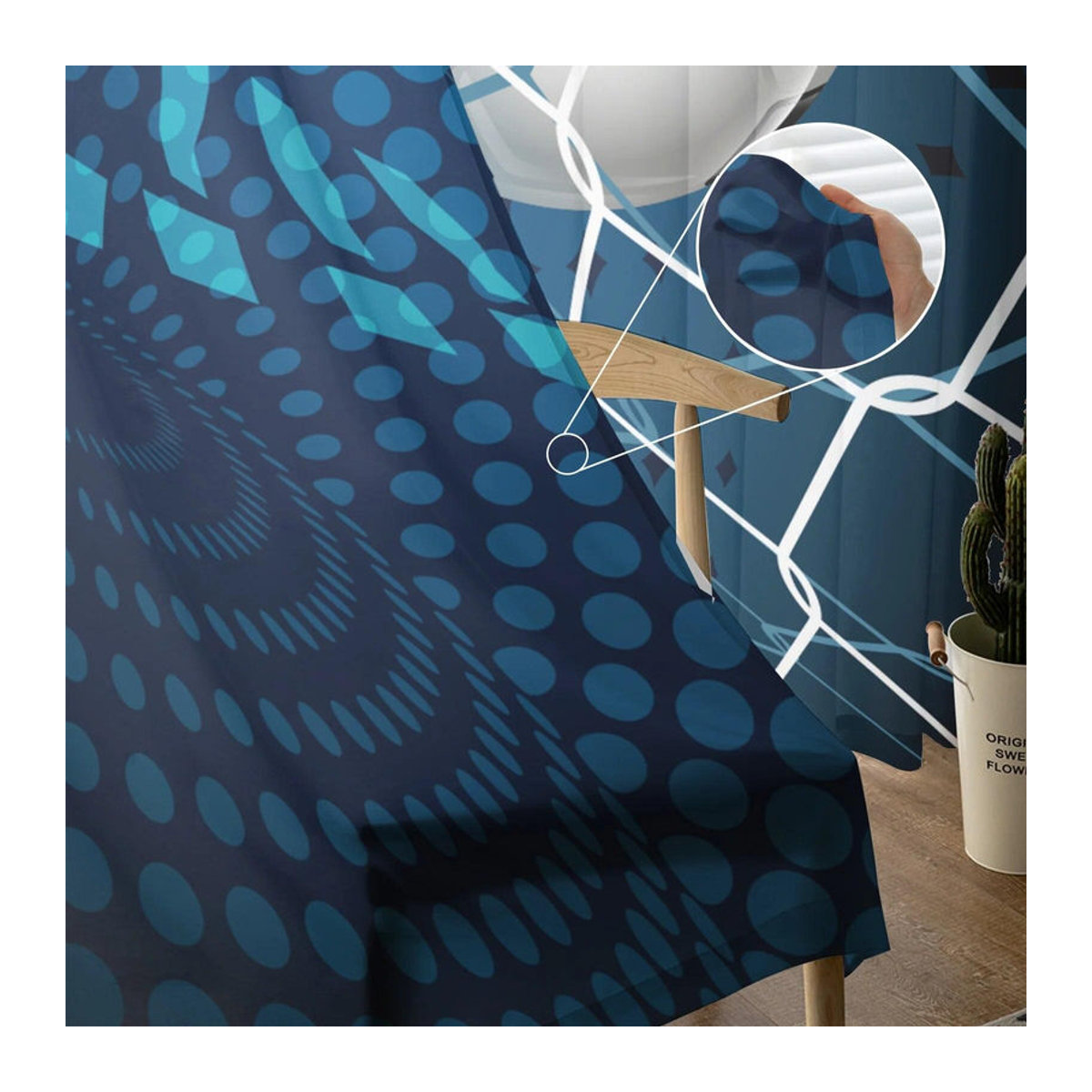 Transparente Fußball-Tüllvorhänge von A Family Of Home Textiles in Blau für Wohnzimmer und Schlafzimmer, B: 135 cm, H: 114 cm - Bild 2