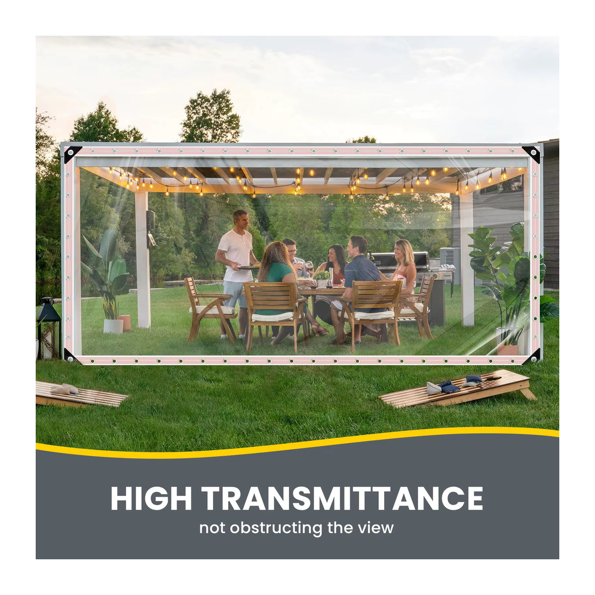 Transparente Gartenplane wasserdicht und verdickt für Balkon und Garten, Maße: 33 x 1,8 m - Bild 2