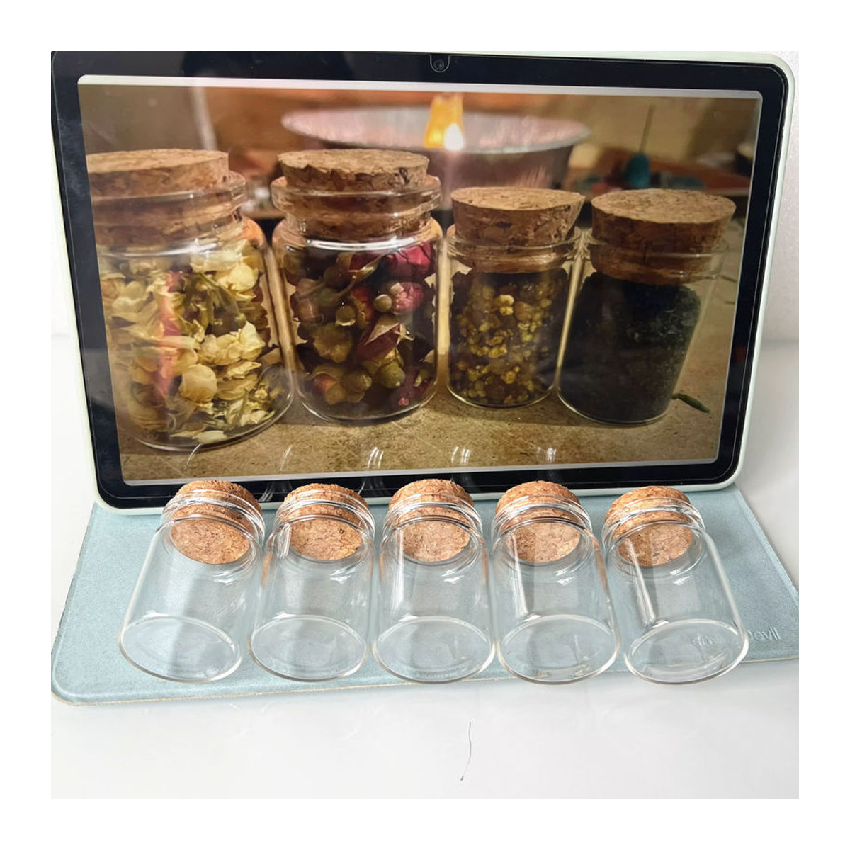 Transparente Glasflaschen 30 ml für Süßigkeiten und DIY-Dekoration, runde Glasgefäße B/T/H: 2,6 x 2,6 x 3,7 cm - Bild 3