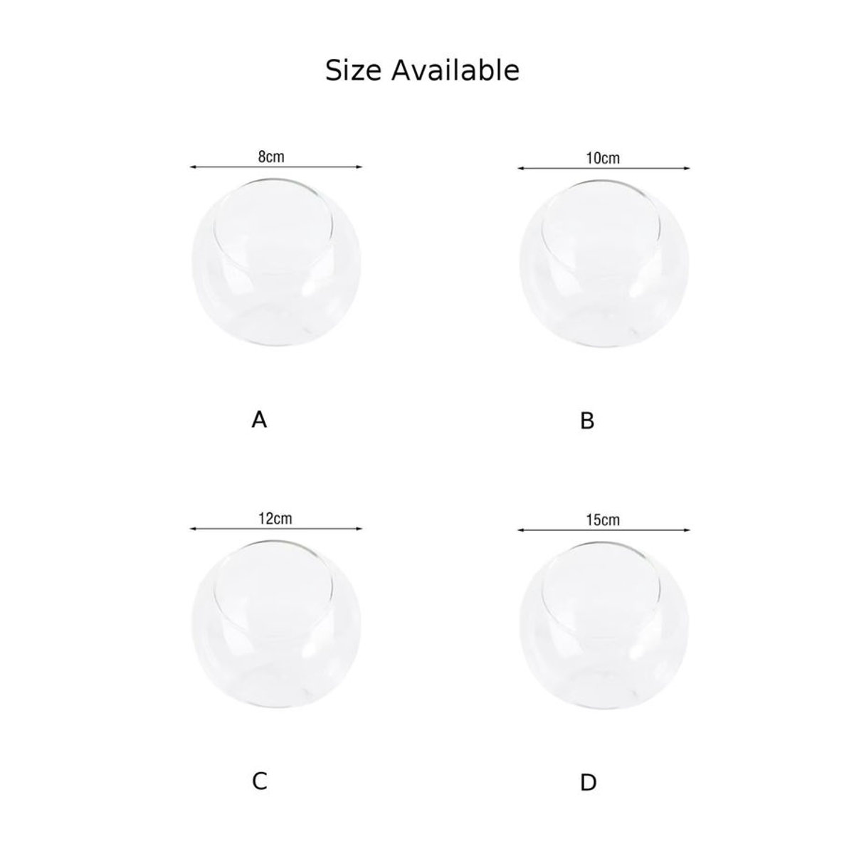 Transparente Glasvase für Sukkulenten und Terrarien, runde Dekovase für Desktop und Pflanzen, Durchmesser: 8 cm, 10 cm oder 12 cm - Bild 3
