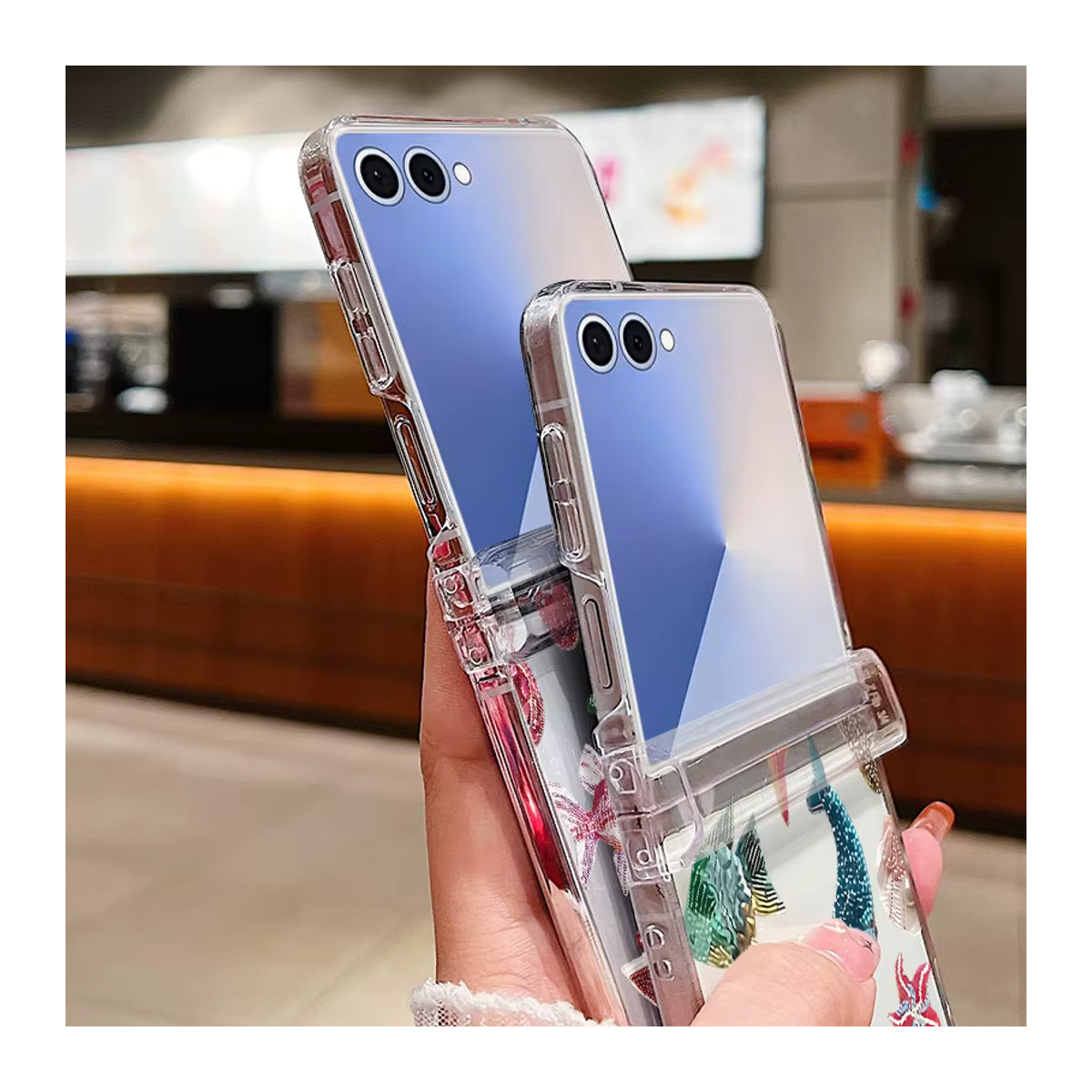 Transparente Handyhülle mit Wal- und Delphin-Muster von MOESOE für Samsung Galaxy Z Flip 7, 6, 5, 4, 3 und Z Flip FE aus Kunststoff - Bild 4