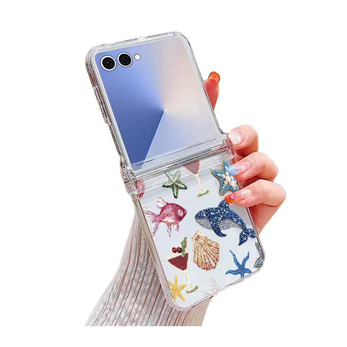 Transparente Handyhülle mit Wal- und Delphin-Muster von MOESOE für Samsung Galaxy Z Flip 7, 6, 5, 4, 3 und Z Flip FE aus Kunststoff - Bild 7