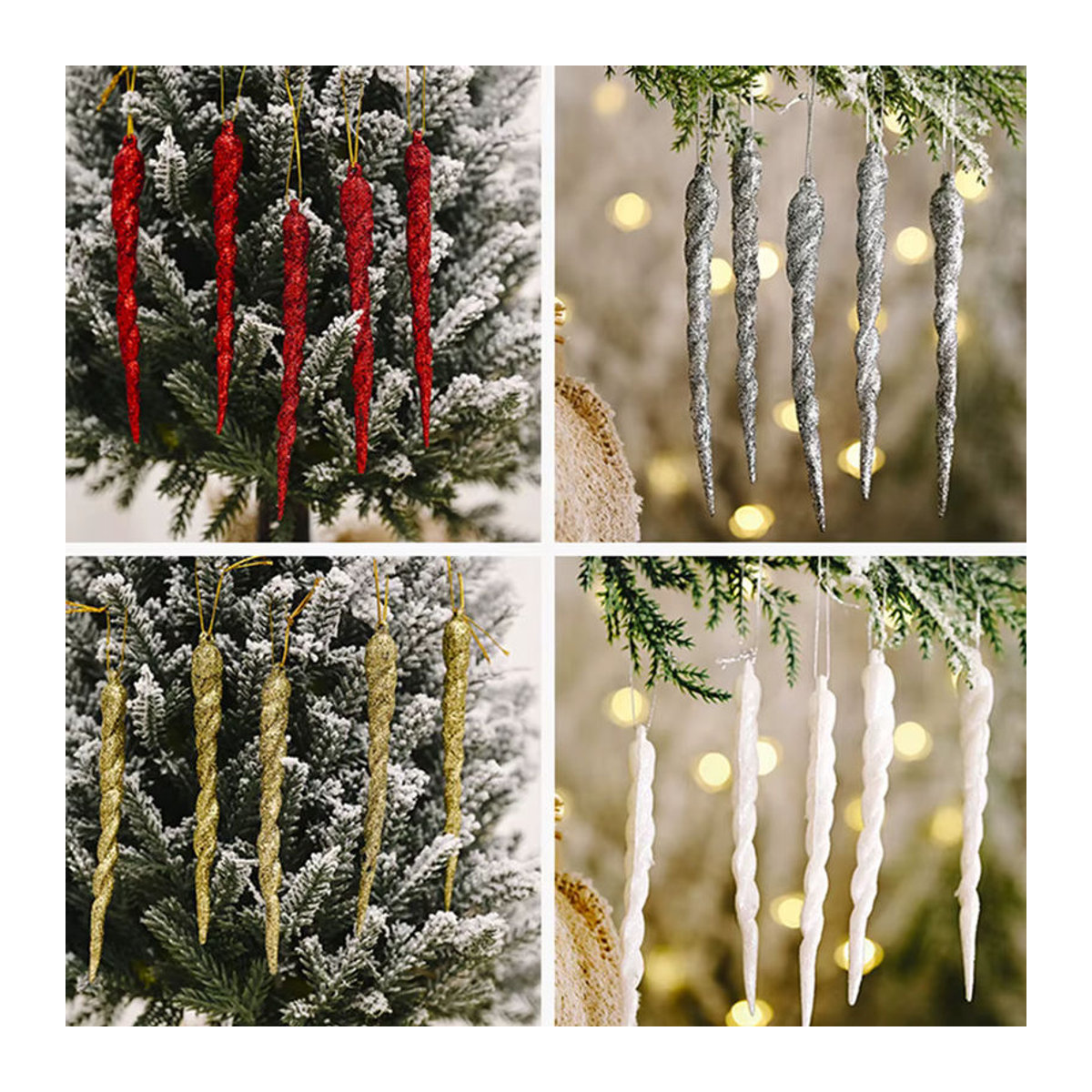 Transparente Kristall-Eiszapfen als hängende Weihnachtsdekoration für dein festliches Zuhause - Bild 3