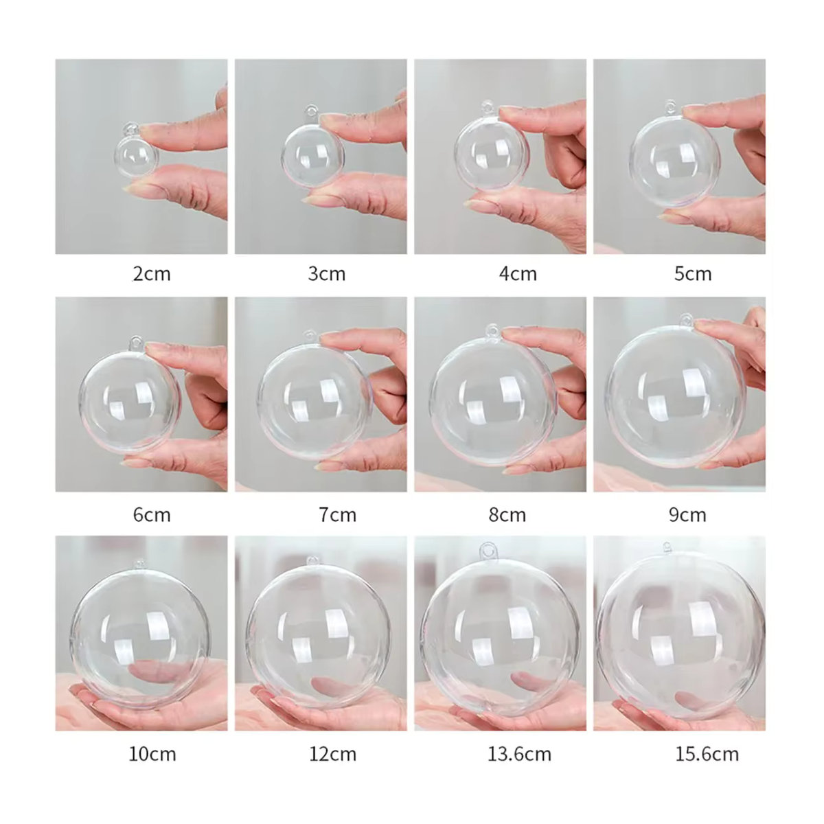 Transparente Kunststoff-Hohlkugel für DIY-Dekorationen, rund und hängend, Durchmesser: 20–50 mm - Bild 1
