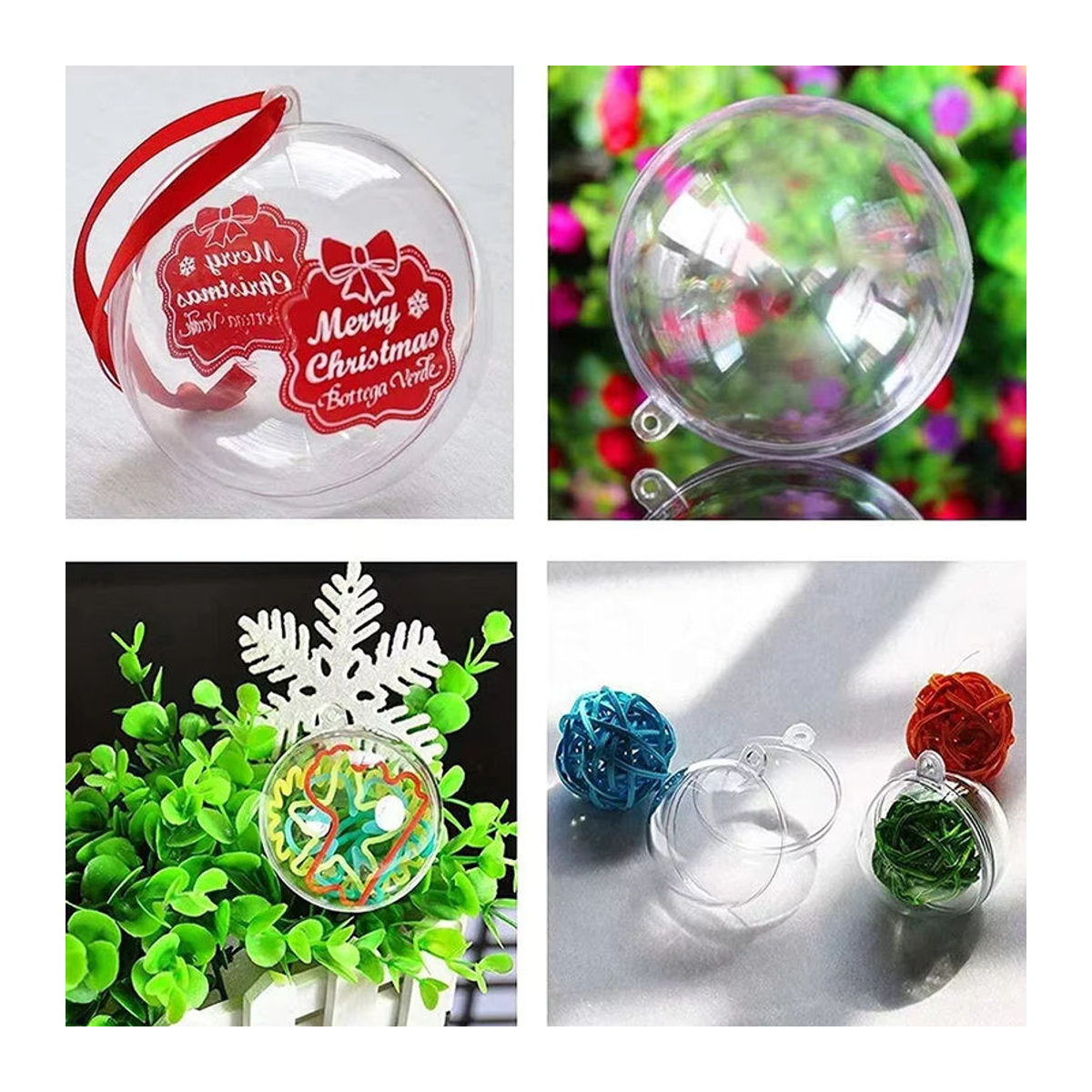 Transparente Kunststoff-Weihnachtskugel als hohles Hängeornament für deine Weihnachtsbaum-Dekoration oder Hochzeitsfeier - Bild 3