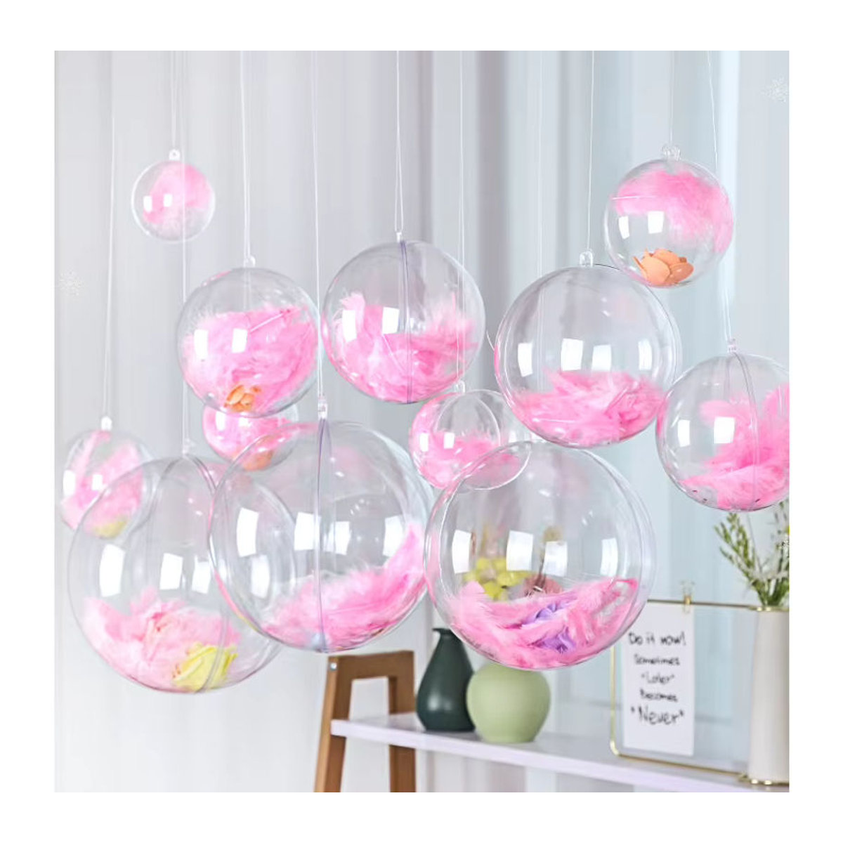 Transparente Kunststoff-Weihnachtskugel als hohles Hängeornament für deine Weihnachtsbaum-Dekoration oder Hochzeitsfeier - Bild 5