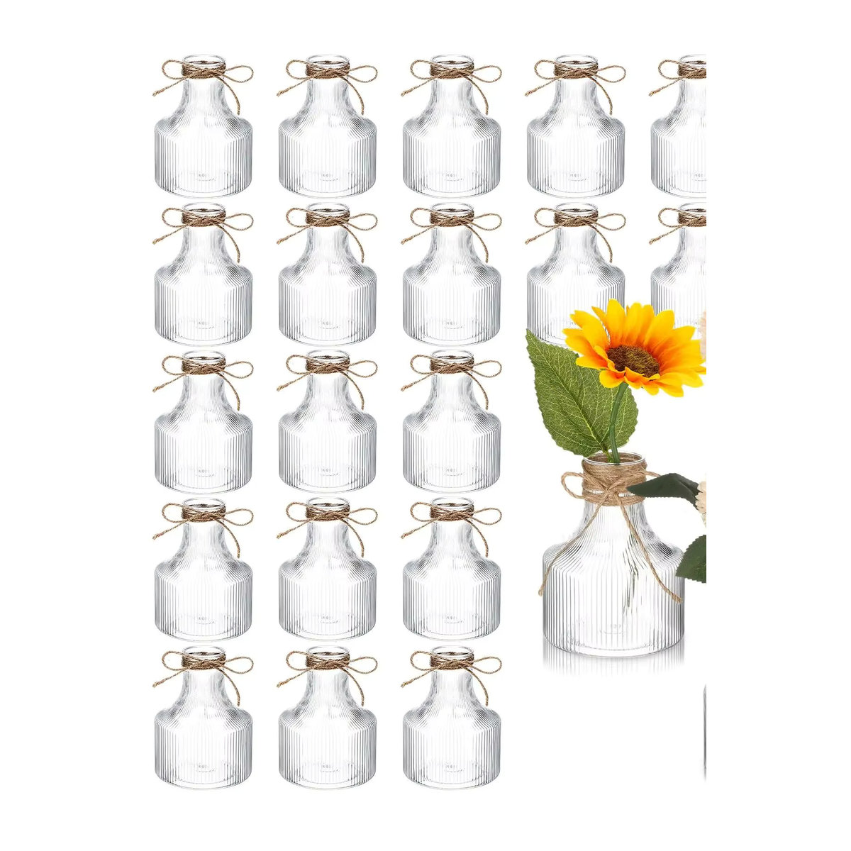 Transparente Kunststoffvase in flaschenförmiger Designform für Schnittblumen und Tischdekoration - Bild 6