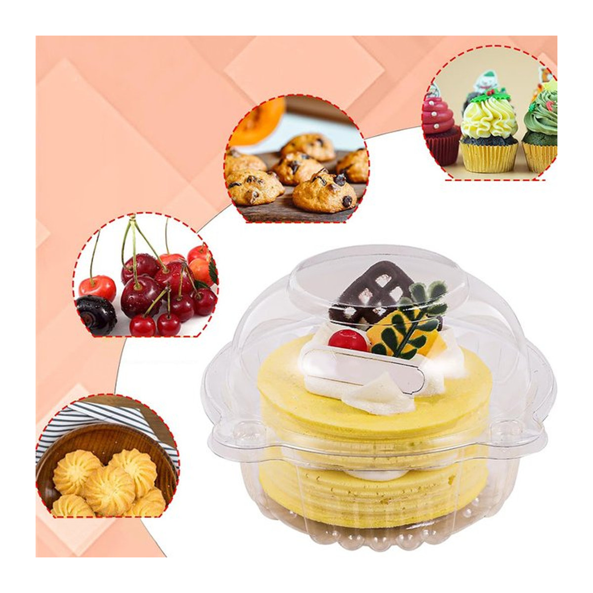 Transparente runde Tortenboxen aus Kunststoff für Käsekuchen und Cupcakes, 10 oder 20 Stück - Bild 1