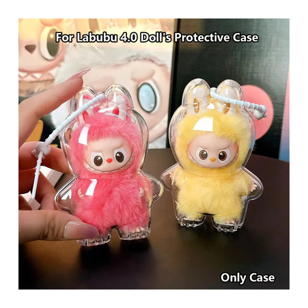 Transparente Schutzhülle für Labubu 4,0 FOR LOVE Serie Plüschpuppen als Staubschutz und Aufbewahrungsbox - Bild 1