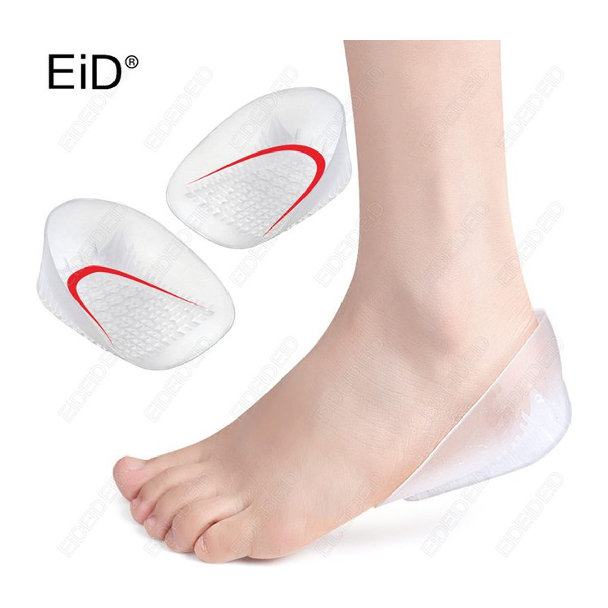 Transparente Silikon-Gel-Einlegesohlen zur Schmerzlinderung bei Fersensporn mit Stoßdämpfung und atmungsaktiver U-Form für Turnschuhe - Bild 1