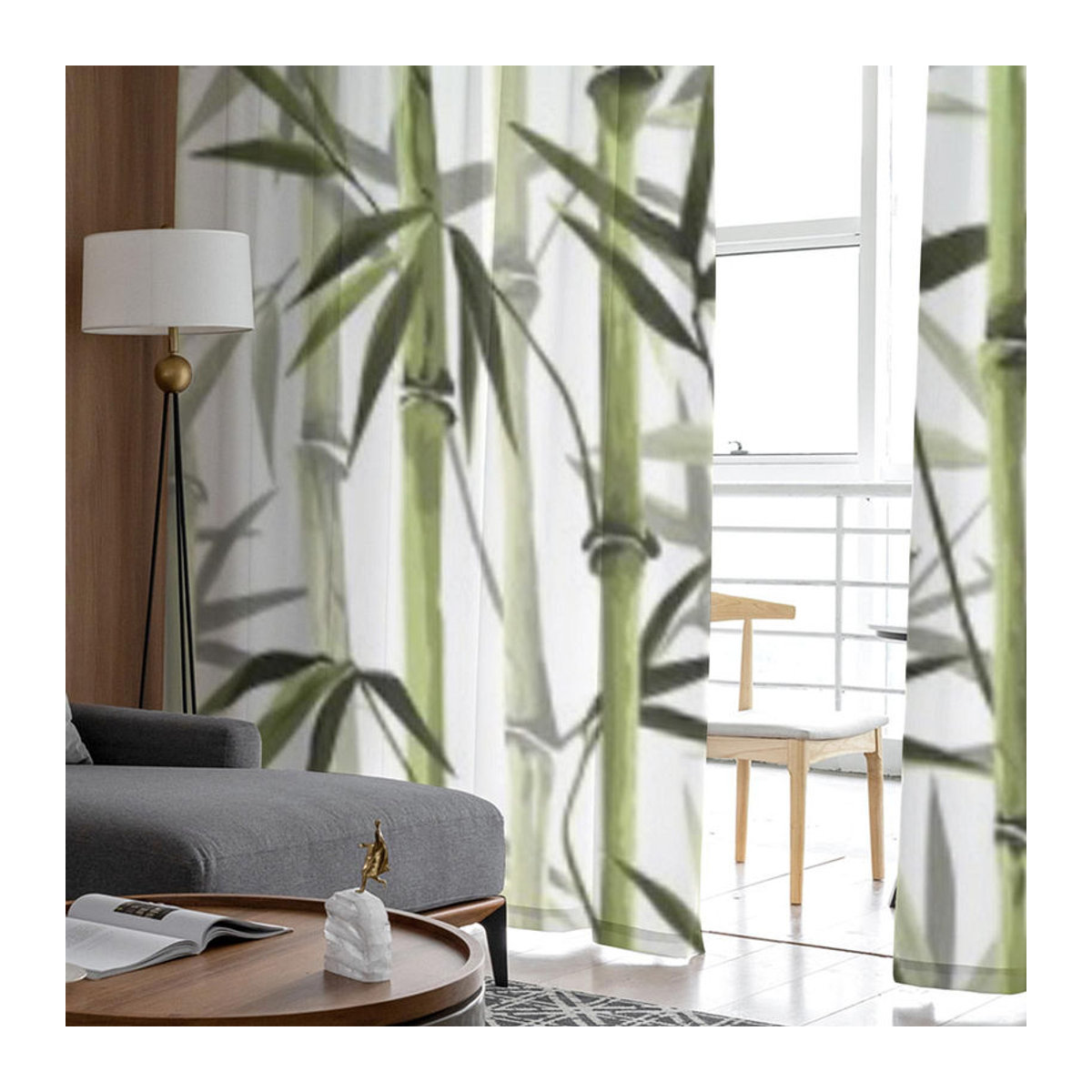 Transparente Voile Organza Vorhänge im chinesischen Stil für Wohnzimmer, Schlafzimmer und Küche, Farbe: Weiß, B x H: 135 x 114 cm - Bild 2
