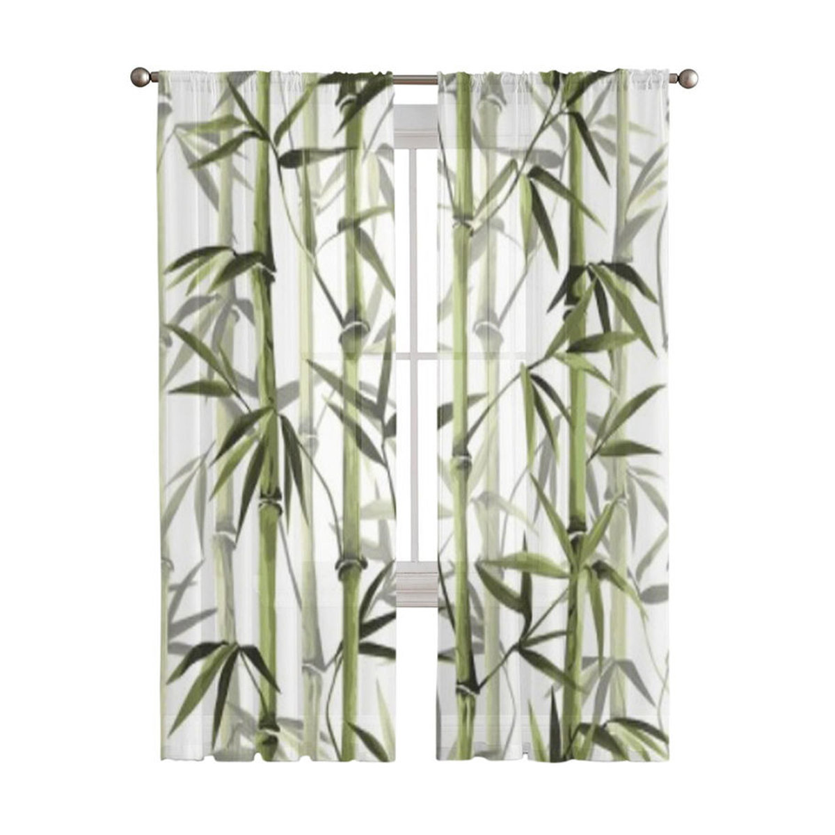 Transparente Voile Organza Vorhänge im chinesischen Stil für Wohnzimmer, Schlafzimmer und Küche, Farbe: Weiß, B x H: 135 x 114 cm - Bild 3