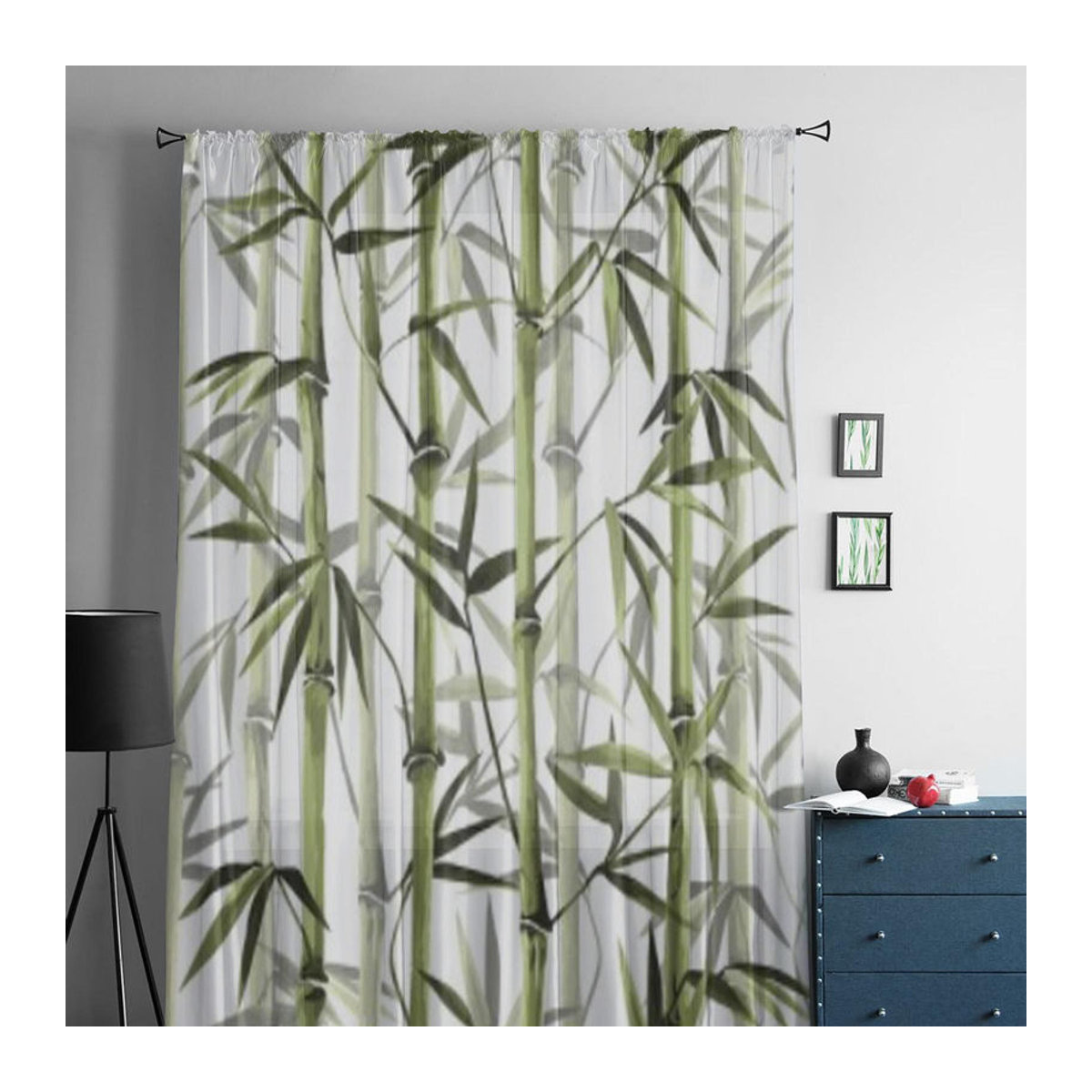Transparente Voile Organza Vorhänge im chinesischen Stil für Wohnzimmer, Schlafzimmer und Küche, Farbe: Weiß, B x H: 135 x 114 cm - Bild 4