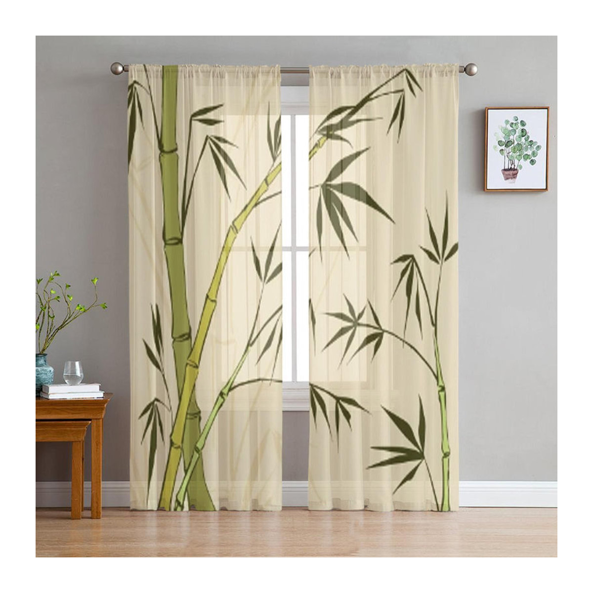 Transparente Voile Organza Vorhänge im chinesischen Stil für Wohnzimmer, Schlafzimmer und Küche, Farbe: Weiß, B x H: 135 x 114 cm - Bild 5