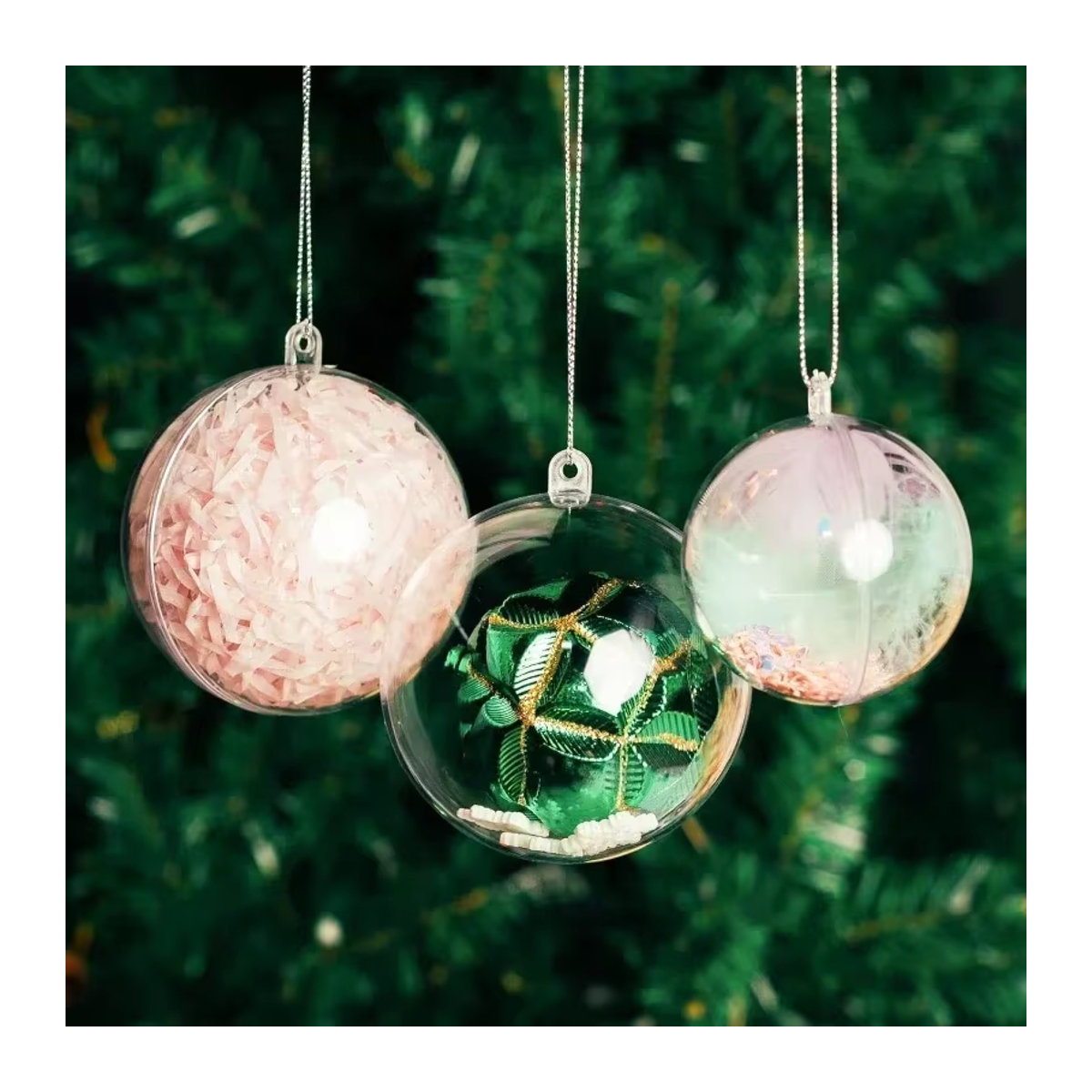 Transparente Weihnachtskugeln aus Kunststoff zum Befüllen, runde Hängeornamente für den Weihnachtsbaum, Durchmesser: 4 cm, 6 cm und 8 cm - Bild 3