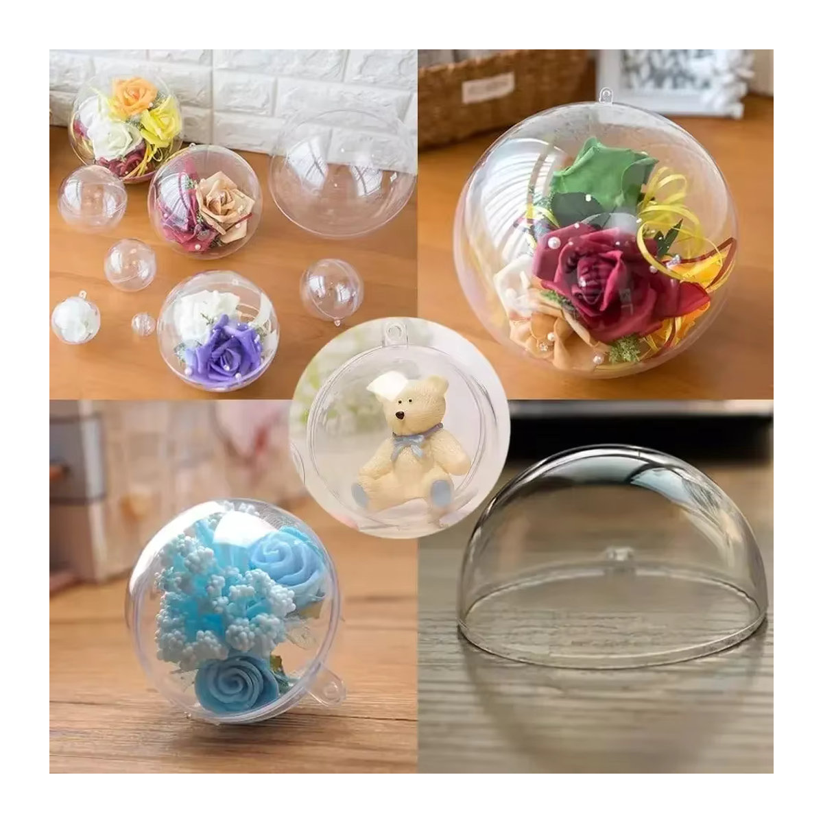 Transparente Weihnachtskugeln aus Kunststoff zum Befüllen, runde Hängeornamente für den Weihnachtsbaum, Durchmesser: 4 cm, 6 cm und 8 cm - Bild 4