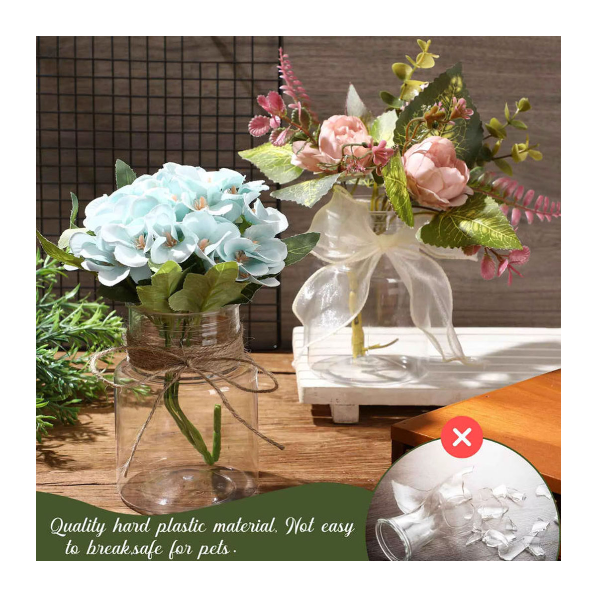 Transparente zylindrische Kunststoffvase für Schnittblumen und Tischdekoration zur Hochzeit oder für dein Zuhause - Bild 4