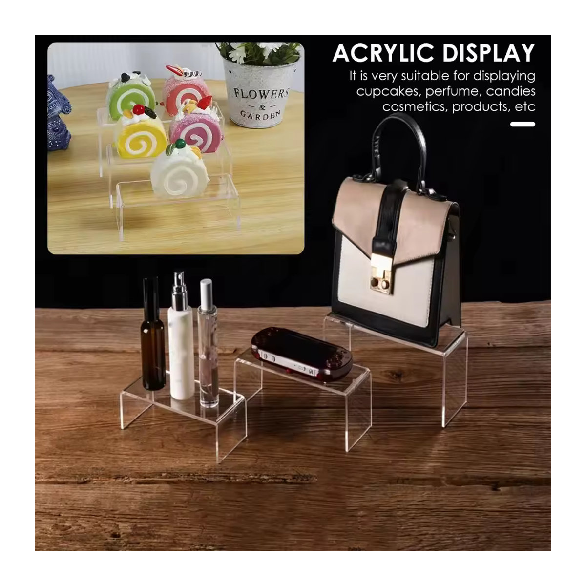 Transparenter Acryl-Ausstellungsständer für Schmuck, Kosmetik und Modelle, Rechteckig, Minimalistisches Design - Bild 4