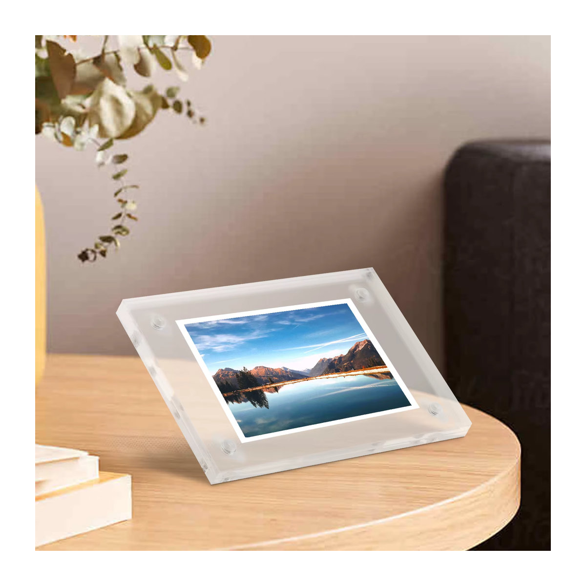 Transparenter Acryl-Fotorahmen mit Magnetverschluss, rahmenloses Design für die Tischaufstellung, Rechteckig, B/H: 8,2 x 5,5 cm - Bild 2