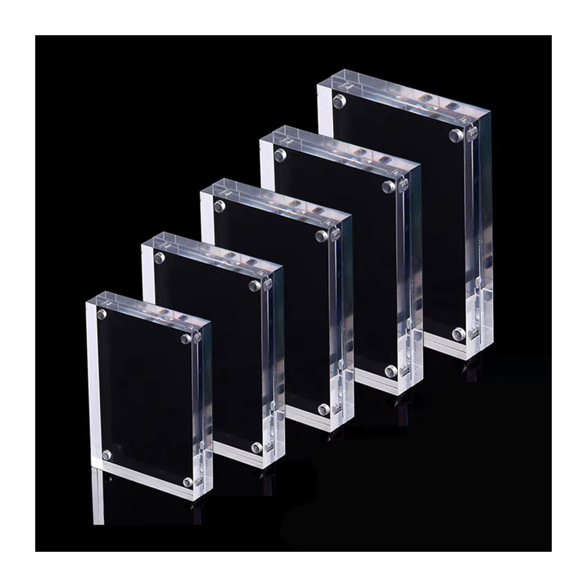 Transparenter Acryl-Fotorahmen mit Magnetverschluss, rahmenloses Design für die Tischaufstellung, Rechteckig, B/H: 8,2 x 5,5 cm - Bild 3