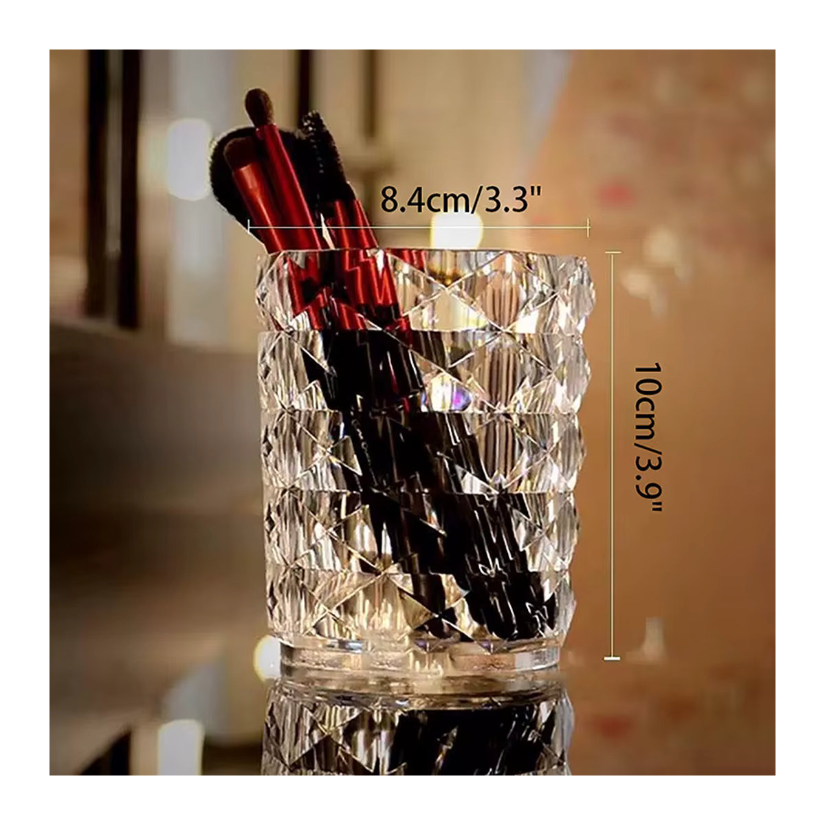 Transparenter Acryl Make-up Pinsel Halter Organizer aus Kunststoff für Schminkzubehör und Kosmetik in Kristall-Optik - Bild 4