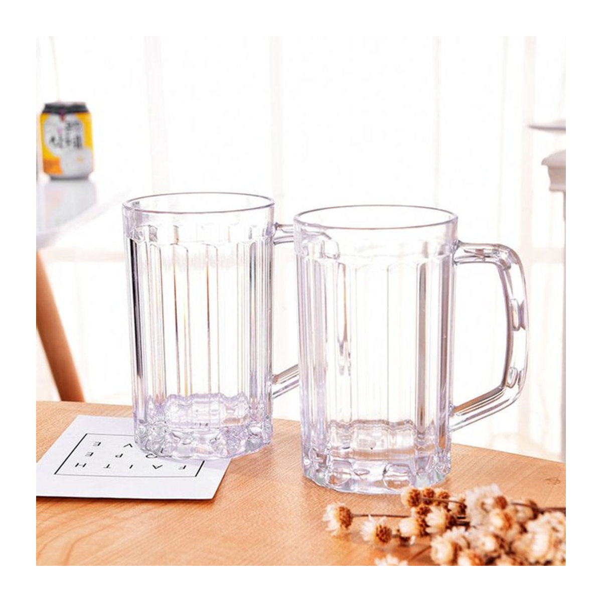 Transparenter Bierkrug aus Kunststoff mit 500ml Fassungsvermögen für Bier, Milch oder Saft - Bild 1