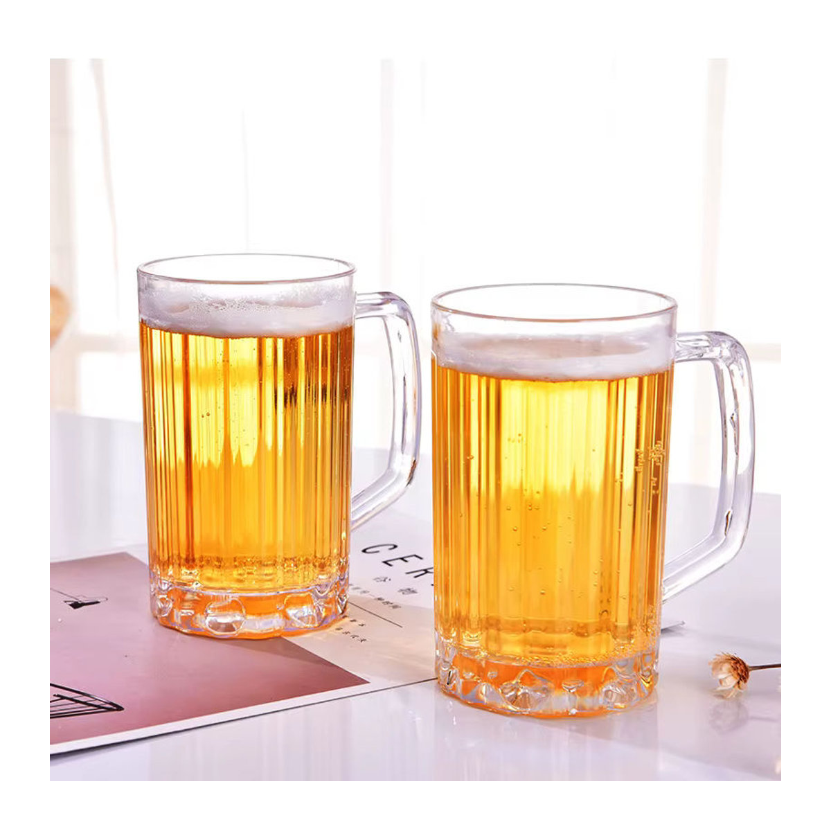 Transparenter Bierkrug aus Kunststoff mit 500ml Fassungsvermögen für Bier, Milch oder Saft - Bild 2