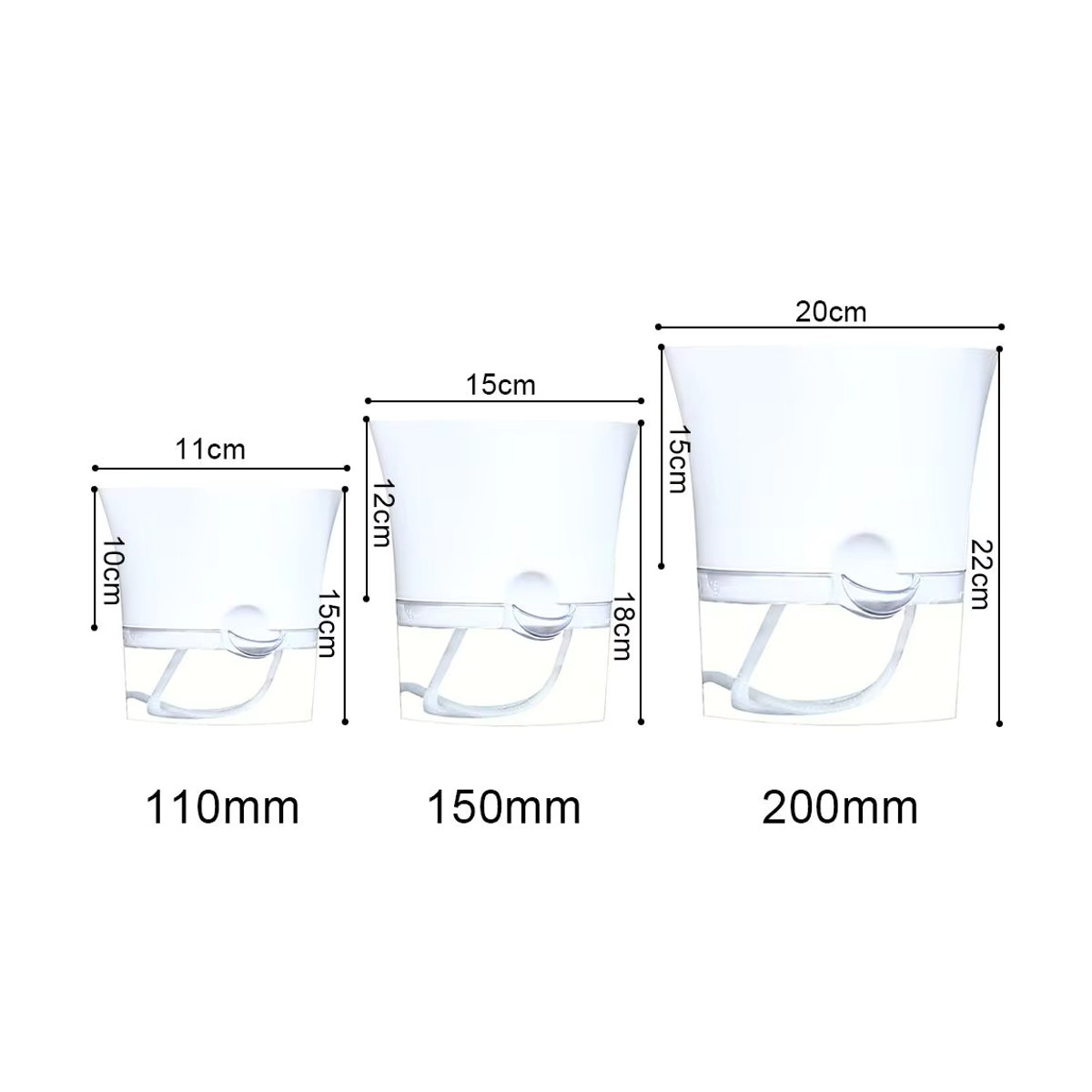 Transparenter Doppelwandiger Plastik Blumentopf mit Selbstbewässerungssystem und Baumwollseil - Bild 6