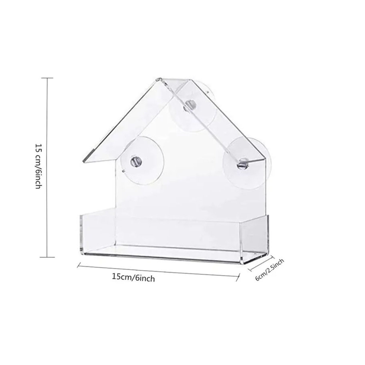 Transparenter Fenster-Vogelfutterspender aus Acryl mit starken Saugnäpfen und abnehmbarer Samenablage für deinen Garten - Bild 5