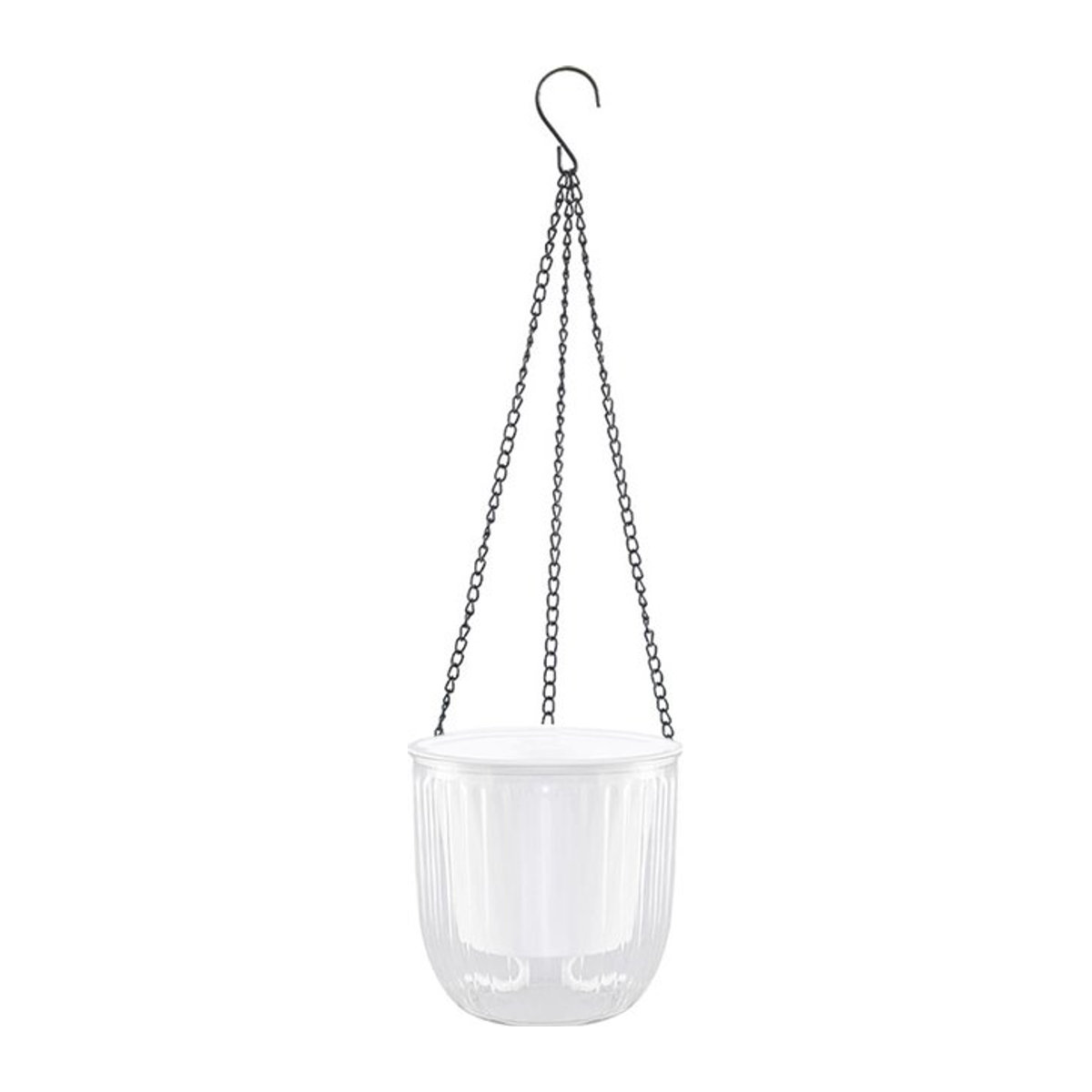 Transparenter hängender Blumentopf aus Kunststoff mit Haken, minimalistisches Design, B: 21 cm, T: 20 cm, H: 20 cm - Bild 1