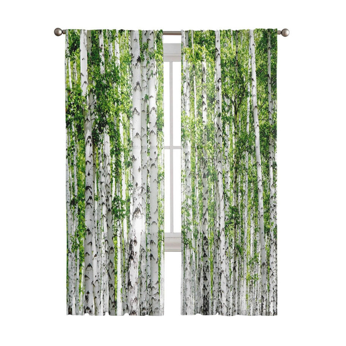 Transparenter Tüllvorhang Birkenwald von A Family Of Home Textiles in Weiß, B: 135 cm, H: 274 cm - Bild 2