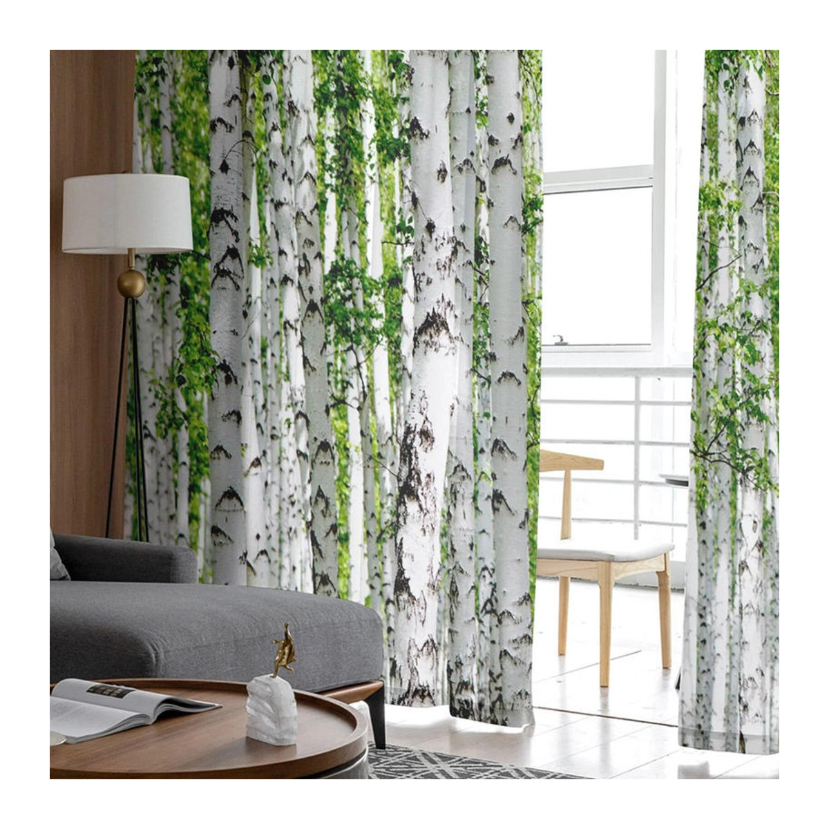 Transparenter Tüllvorhang Birkenwald von A Family Of Home Textiles in Weiß, B: 135 cm, H: 274 cm - Bild 3