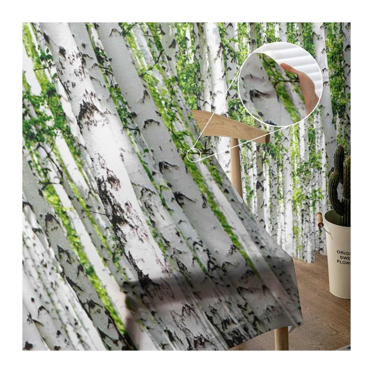 Transparenter Tüllvorhang Birkenwald von A Family Of Home Textiles in Weiß, B: 135 cm, H: 274 cm - Bild 4