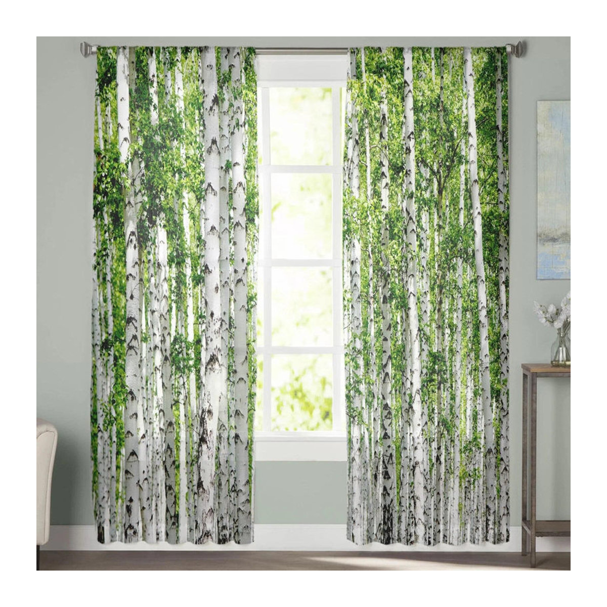 Transparenter Tüllvorhang Birkenwald von A Family Of Home Textiles in Weiß, B: 135 cm, H: 274 cm - Bild 5