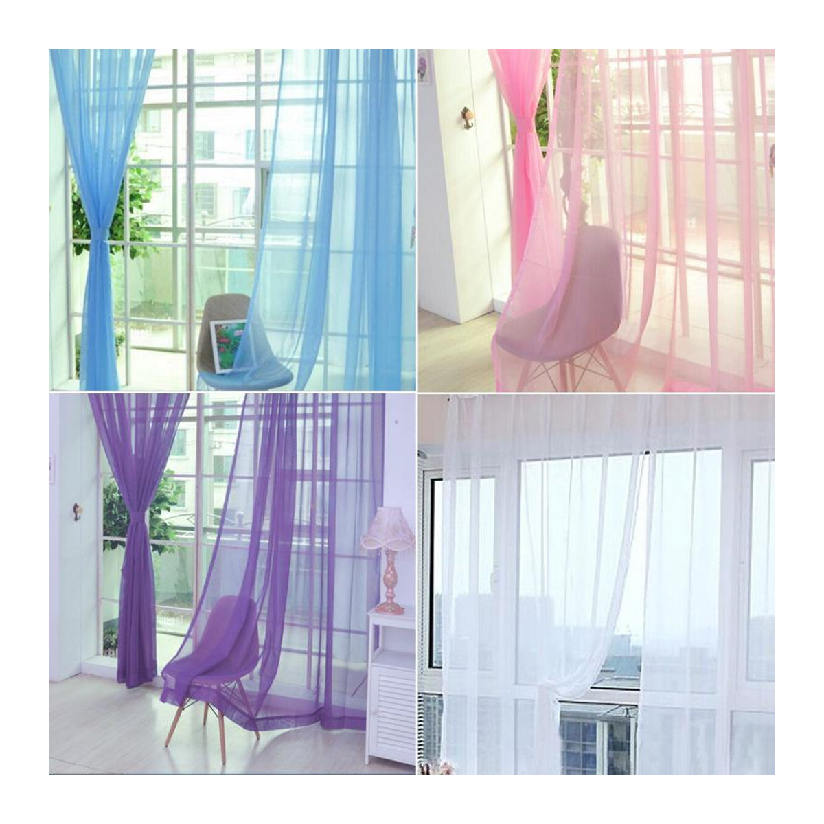 Transparenter Tüllvorhang von Big C Home Decor in Dunkelblau, moderner Vorhang für Wohnzimmer und Schlafzimmer, Breite: 200 cm, Höhe: 270 cm - Bild 1