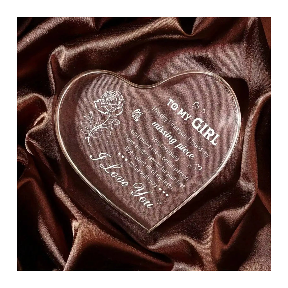 Transparentes Acryl-Dekorschild in Herzform mit floralem Design als Geschenk für Anlässe wie Geburtstag, Weihnachten, Muttertag oder Valentinstag - Bild 2