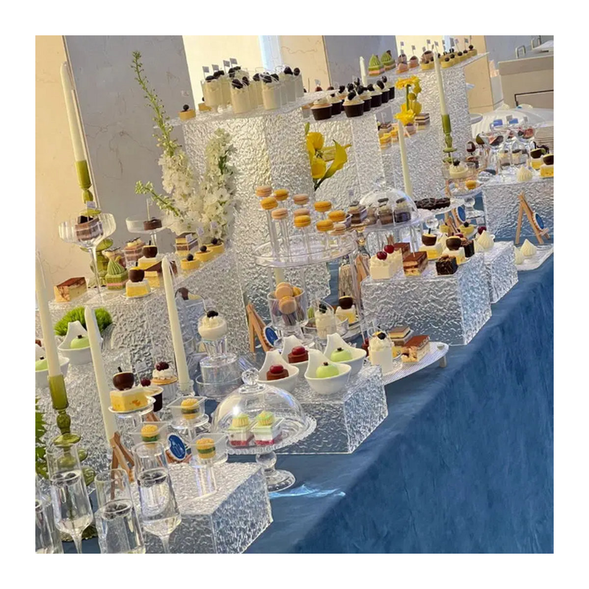 Transparentes Acryl-Dessert-Display Set für Buffet und Hochzeit, rechteckige Servierplatte aus Kunststoff, 5–11 Stück - Bild 1