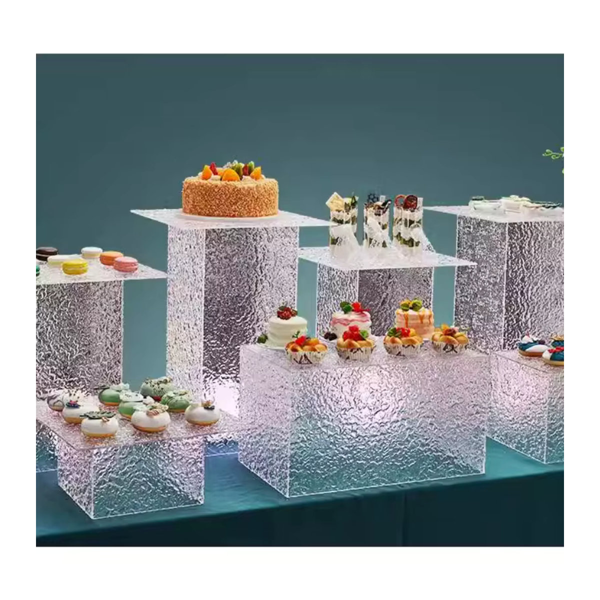 Transparentes Acryl-Dessert-Display Set für Buffet und Hochzeit, rechteckige Servierplatte aus Kunststoff, 5–11 Stück - Bild 2