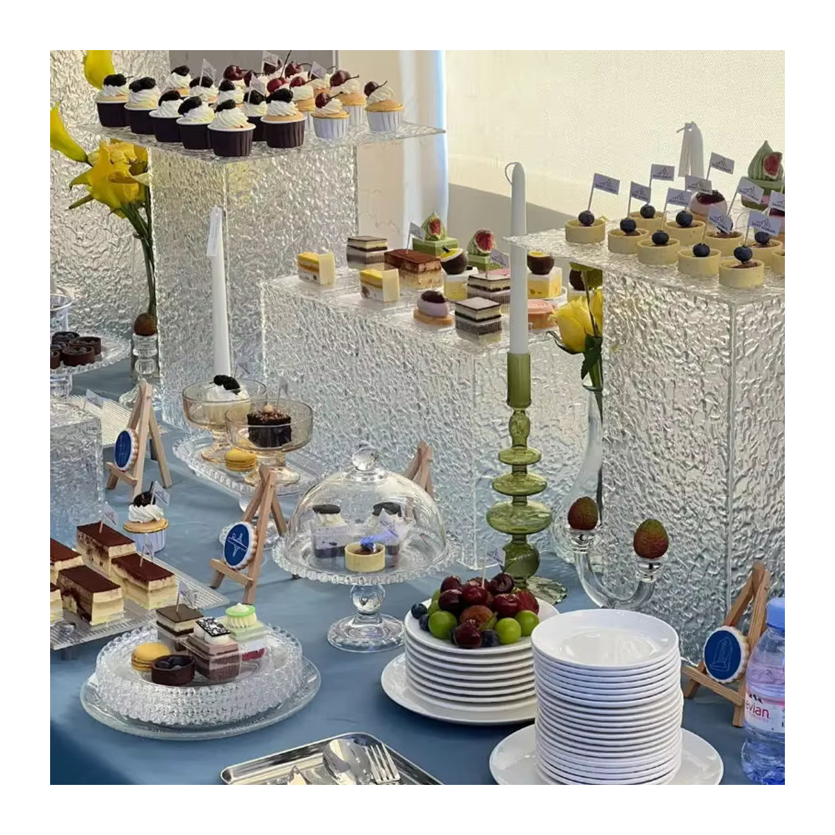 Transparentes Acryl-Dessert-Display Set für Buffet und Hochzeit, rechteckige Servierplatte aus Kunststoff, 5–11 Stück - Bild 3