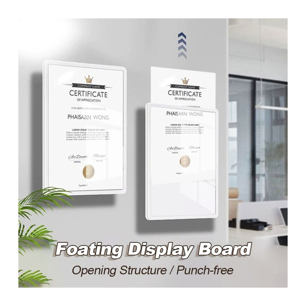Transparentes Acryl-Display zum Aufhängen für A4 und A5 als rechteckige Wandtafel und Werbetafel für deine Firmenpräsentation - Bild 1