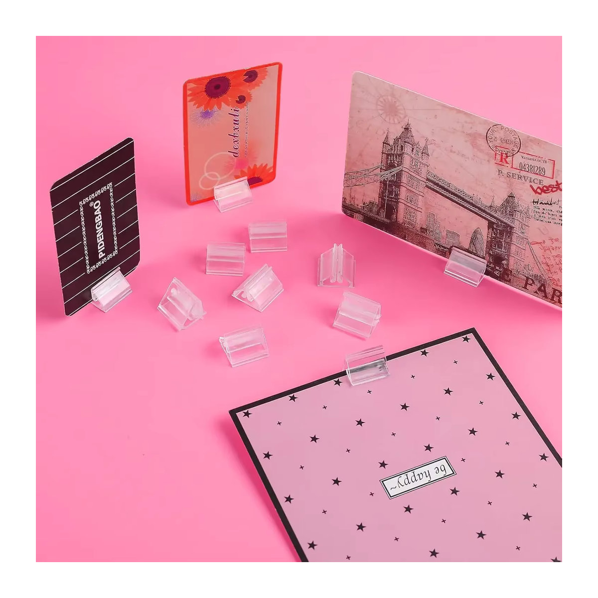 Transparentes Acryl-Kartenhalter Set für Hochzeiten zur Präsentation von Karten, Notizen und Bildern, Rechteckig, Minimalistisches Design - Bild 3