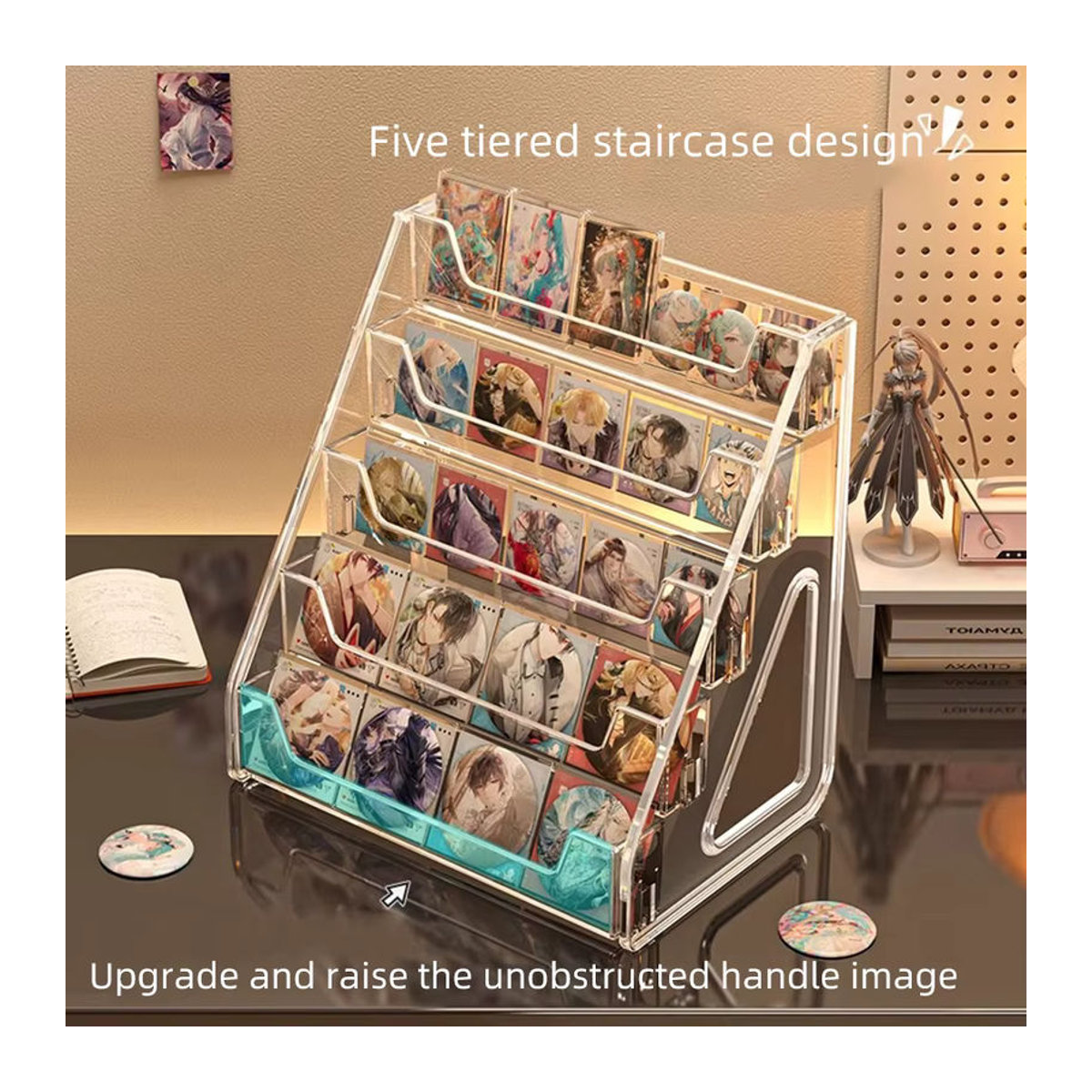 Transparentes Acryl-Präsentationsdisplay mit Hanf-Elementen für Karten und kleine Objekte, rechteckiger Desktop-Ständer in minimalistischem Design - Bild 2