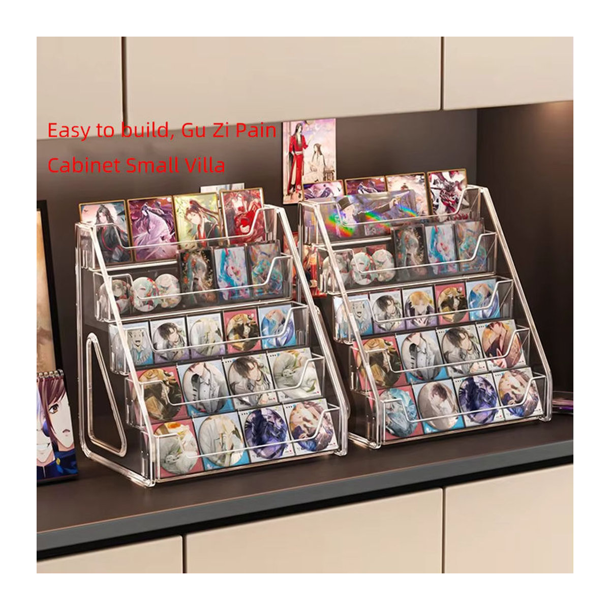 Transparentes Acryl-Präsentationsdisplay mit Hanf-Elementen für Karten und kleine Objekte, rechteckiger Desktop-Ständer in minimalistischem Design - Bild 5