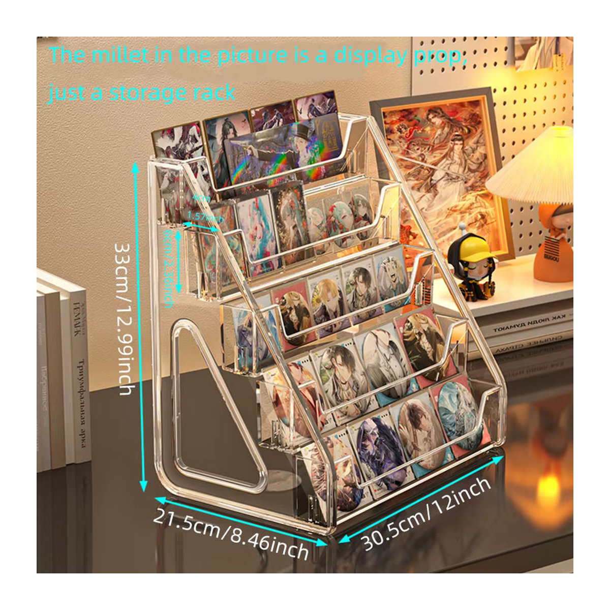 Transparentes Acryl-Präsentationsdisplay mit Hanf-Elementen für Karten und kleine Objekte, rechteckiger Desktop-Ständer in minimalistischem Design - Bild 6