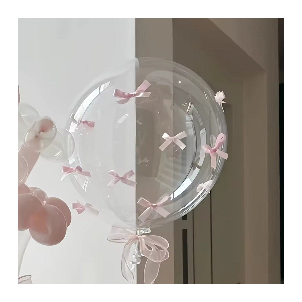 Transparentes Bobball Ballon-Set mit rosa Schleife und Schmetterlings-Dekoration für Geburtstag oder Valentinstag, 18 Zoll - Bild 3